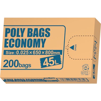 オルディ ポリバッグエコノミーBOXゴミ袋 45L 0.025mm 透明 200P PBEN45200 清掃・衛生用品 清掃用品 ゴミ袋(代引不可)【ポイント10倍】【送料無料】