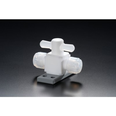 フロンケミカル チューブ継手 フッ素樹脂(PTFE)二方バルブ圧入型ベース付 1/4パイ NR1327005 研究用品 理化学用品 継手(代引不可)【ポイント10倍】【送料無料】|リコメン堂