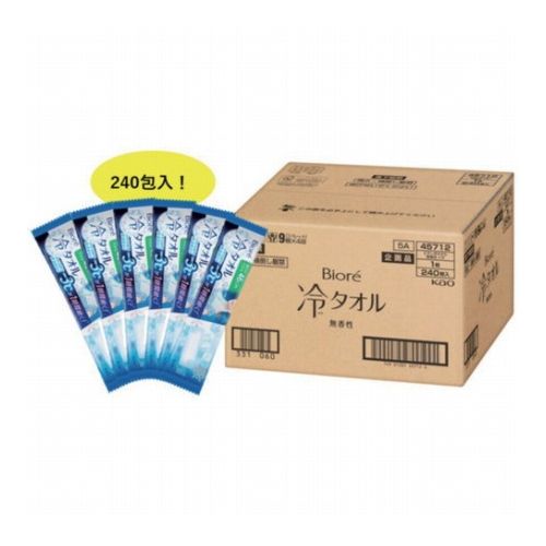 Kao ビオレ 冷タオル 無香性 240本入 ケース販売 白(代引不可)【送料無料】|リコメン堂
