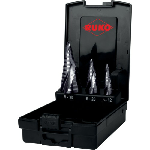 RUKO 2枚刃スパイラルステップドリルセット 「アルティメットカット」 3本組 フローステップチップ ルナテックコーティング 101626PRO 切削工具 穴あけ工具 ステップドリル(代引不可)【送料無料】