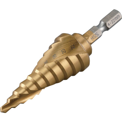 RELIEF 六角軸 スパイラルステップドリル φ4-22mm 10段 27566 切削工具 穴あけ工具 ステップドリル(代引不可)【送料無料】