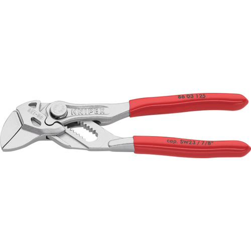 KNIPEX 【ブリスターパック仕様】プライヤーレンチ クロムメッキ仕上げ ソフトプラスチックハンドル 125mm 8603125SB 手作業工具 水道 空調配管用工具 ウォーターポンププライヤー(代引不可)【送料無料】