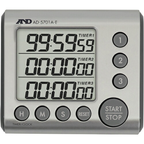 A&D 3チャンネル100時間タイマー AD-5701A-E AD5701AE 測定 計測用品 工業用計測機器 ストップウォッチ タイマー(代引不可)画像
