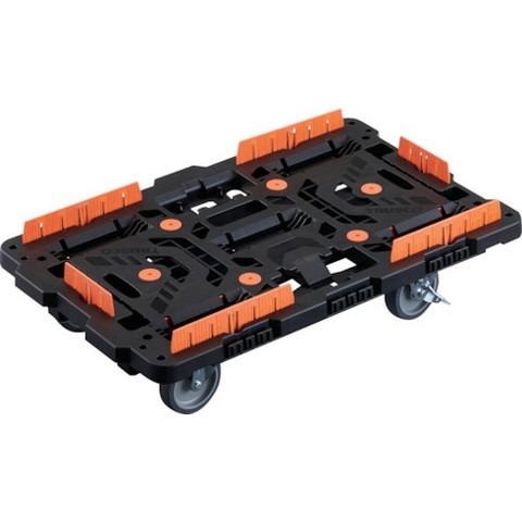 TRUSCO トラスコ 連結式樹脂製平台車 ビートル 700X450 自在5輪 内2輪ストッパー付 柵付 BT700KJ5S2E100(代引不可)【送料無料】|リコメン堂