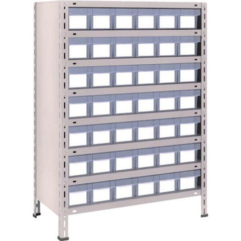 TRUSCO トラスコ 軽量棚 875X450X1200 樹脂引出透明 小X42 ネオグレー 43X808C7 組立品 組立設置不可(代引不可)【送料無料】｜リコメン堂