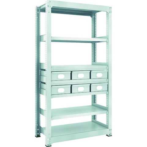 TRUSCO トラスコ M3型中量棚 H1800 スチール引出付 大X6 M36357B6 組立品 組立設置不可(代引不可)【送料無料】