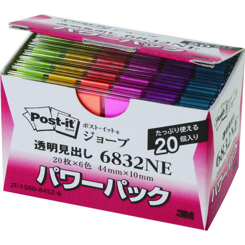 3M ポスト イット ジョーブ パワーパック透明見出し 44X10mm(代引不可)【ポイント10倍】【送料無料】