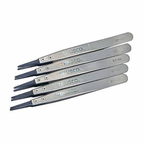 TRUSCO マトメ買イ ESDチップピンセット 先丸型 先端幅2mm 5本入リ TRUSCO EPR2M5 手作業工具 プライヤー ニッパ ピンセット ピンセット(代引不可)【送料無料】|リコメン堂