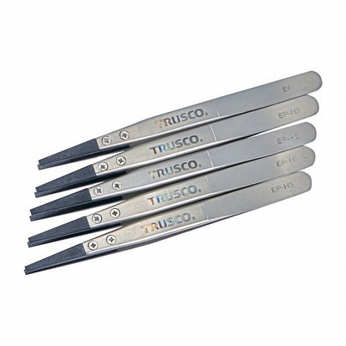 TRUSCO マトメ買イ ESDチップピンセット 先平型 先端幅3mm 5本入リ TRUSCO EPH3M5 手作業工具 プライヤー ニッパ ピンセット ピンセット(代引不可)【送料無料】｜リコメン堂