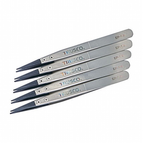 TRUSCO マトメ買イ ESDチップピンセット 先平型 先端幅1.5mm 5本入リ TRUSCO EP1.5M5 手作業工具 プライヤー ニッパ ピンセット ピンセット(代引不可)【送料無料】｜リコメン堂