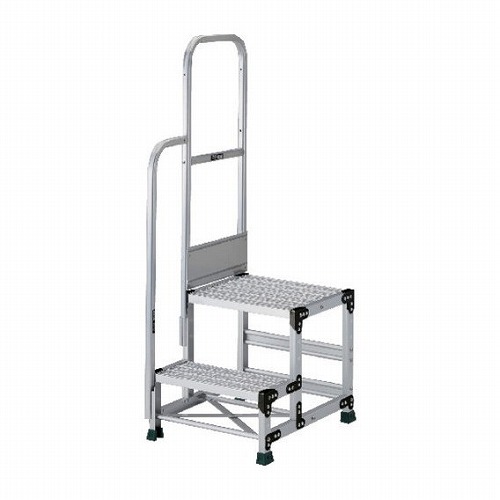 TRUSCO アルミ製作業用踏台 グレーチングタイプ 2段 高サ0.6m 天板寸法600&times;400 段高300mm 天場三方手スリ付キ TRUSCO TSFGR266TS300 工事 照明用品 はしご 脚立 作業台(代引不可)【送料無料】｜リコメン堂