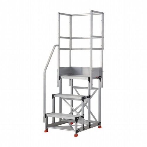 TRUSCO アルミ製作業用踏台 3段 高サ0.9m 天板寸法600×400 段高300mm 階段片手スリ天場三方付キ TRUSCO TSF369TKS300 工事 照明用品 はしご 脚立 作業台(代引不可)【送料無料】|リコメン堂