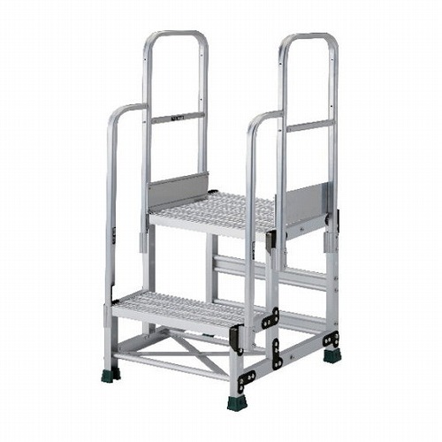 TRUSCO アルミ製作業用踏台 グレーチングタイプ 2段 高サ0.6m 天板寸法500×400 段高300mm 階段両手スリ付キ TRUSCO TSFGR256TR300 工事 照明用品 はしご 脚立 作業台(代引不可)【送料無料】