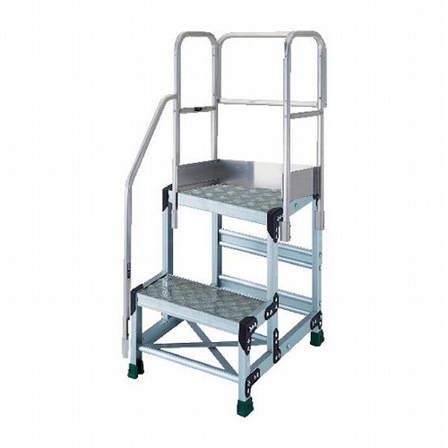 TRUSCO アルミ製作業用踏台 縞板タイプ 2段 高サ0.7m 天板寸法500×400 段高350mm 階段片手スリ天場三方付キ TRUSCO TSFC257TKS350 工事 照明用品 はしご 脚立 作業台(代引不可)【送料無料】|リコメン堂
