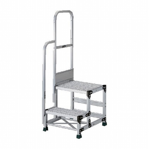 TRUSCO アルミ製作業用踏台 グレーチングタイプ 2段 高サ0.6m 天板寸法500×400 段高300mm 階段片手スリ付キ TRUSCO TSFGR256TK300 工事 照明用品 はしご 脚立 作業台(代引不可)【送料無料】
