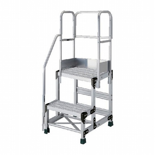 TRUSCO アルミ製作業用踏台 グレーチングタイプ 2段 高サ0.6m 天板寸法600×400 段高300mm 階段片手スリ天場三方付キ TRUSCO TSFGR266TKS300 工事 照明用品 はしご 脚立 作業台(代引不可)【送料無料】|リコメン堂