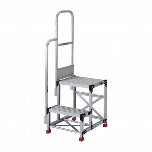 TRUSCO アルミ製作業用踏台 2段 高サ0.5m 天板寸法1000×400 段高250mm 階段片手スリ付キ TRUSCO TSF2105TK250 工事 照明用品 はしご 脚立 作業台(代引不可)【送料無料】|リコメン堂