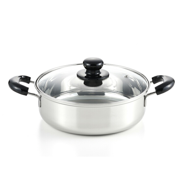 ヨシカワ 日本製 クック・ルック2 浅型両手鍋24cm 3.5L SJ2186 ステンレス3層鋼 ガス火 IH 対応 燕三条 Yoshikawa【送料無料】