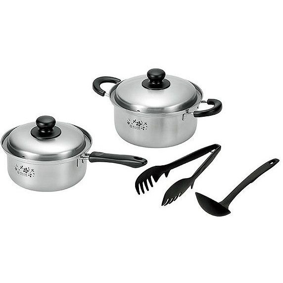 日本製 燕三条 片手鍋18cm&両手鍋20cm (お玉・トング付)(代引不可)【送料無料】