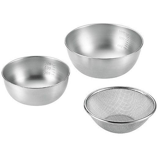 日本製 燕三条 ストロングメッシュザル3点セット (ストロングメッシュザル16cm&ボウル15cm&18cm)(代引不可)【送料無料】