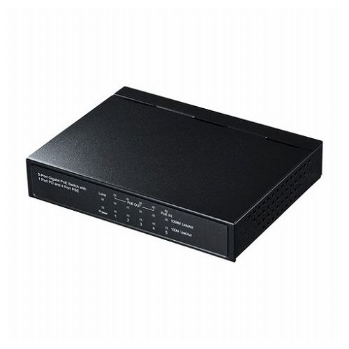 サンワサプライ ギガビットスイッチングハブ 5ポート、PoE受電給電両対応 LAN-GIH5PSEPD(代引不可)【送料無料】|リコメン堂