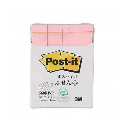 【10個セット】 3M Post-it ポストイット 再生紙 ふせん小 ピンク 3M-560RP-PX10(代引不可)【送料無料】