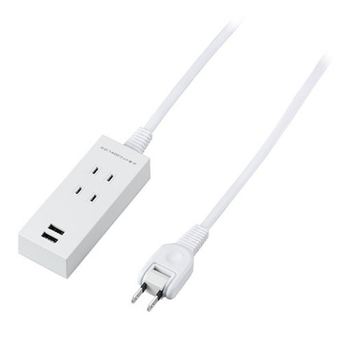 【5個セット】 YAZAWA 両挿しUSBタップ 2個口2m ホワイト H14022UWHX5(代引不可)【送料無料】