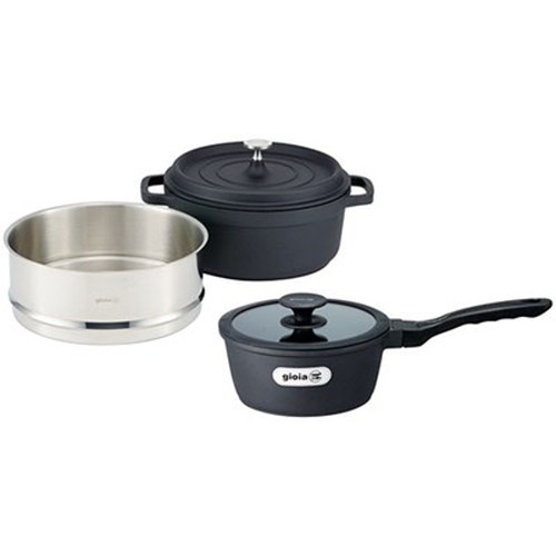 ジョイア ソースパン&蒸し器セット ブラック K21081214 雑貨(代引不可)【送料無料】｜リコメン堂 14,193円