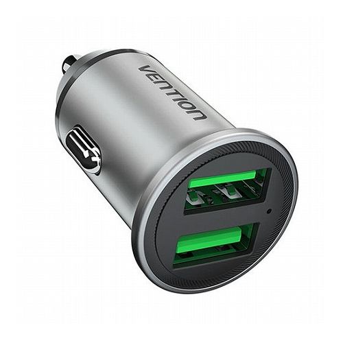 【3セット】 VENTION カーチャージャー 2-Port USB-A + USB-A (18W/18W) グレー FF-8845X3(代引不可)【送料無料】