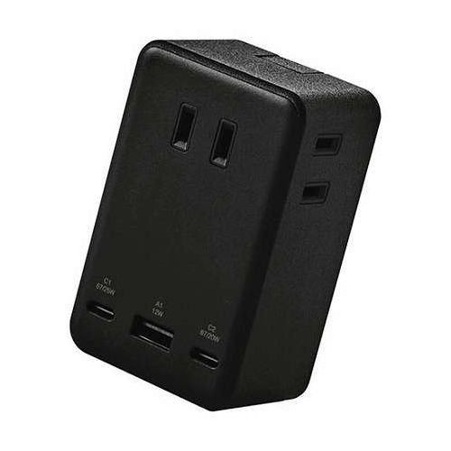 エレコム コンセント直挿しUSBタップ 67W/A×1+C×2 T-U09-3AC2BK(代引不可)【送料無料】