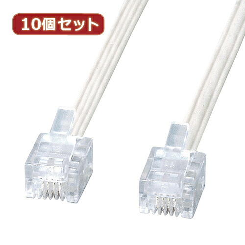 【10個セット】 サンワサプライ エコロジー電話ケーブル TEL-E4-15N2 TEL-E4-15N2X10(代引不可)【送料無料】｜リコメン堂