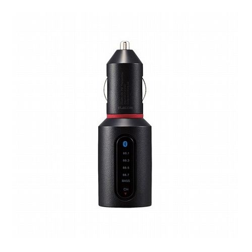 エレコム FMトランスミッター Bluetooth USB2ポート付 3.4A おまかせ充電 重低音モード付 4チャンネル ブラック LAT-FMBTB04BK(代引不可)【送料無料】画像