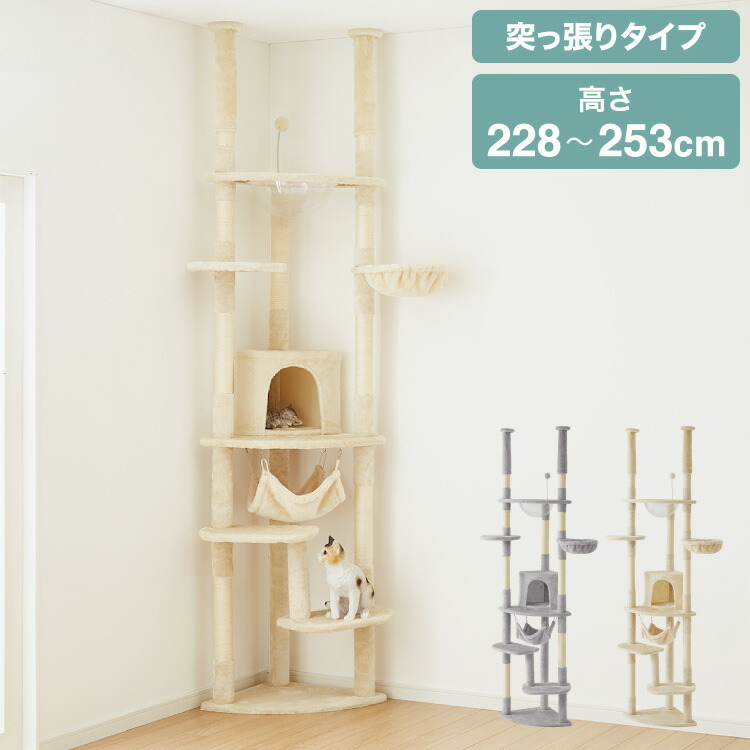 楽天市場】キャットタワー つっぱり 突っ張り 高さ228~253cm