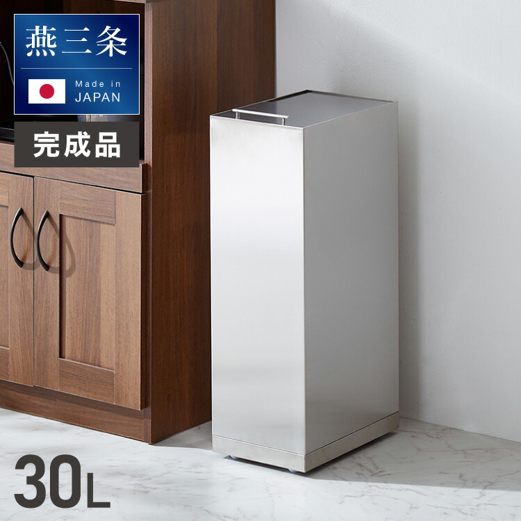 隠せる ステンレスダストボックス 30L袋用 隠しキャスター付き スタイリッシュ ゴミ箱 スライド式 フタ付き 蓋付き シンプル ごみ箱 スリム 省スペース おしゃれ 角型 リビング キッチン デスク【送料無料】