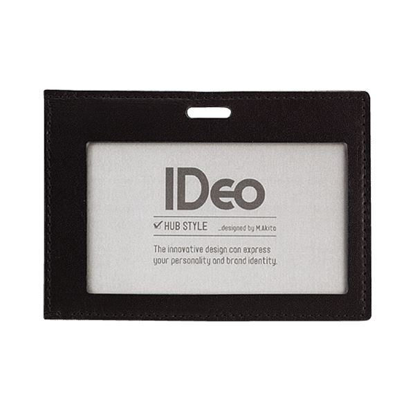 （まとめ）コクヨ ネームカードケース(IDeoHUBSTYLE) 革製 名刺・IDカード用 ヨコ型 黒 NM-CK195D 1枚【×5セット】 (代引不可)