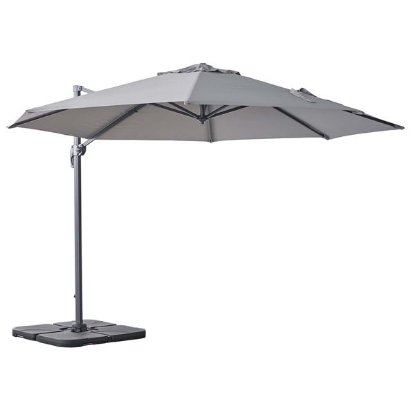 パラソル 約幅345×奥行410×高さ260cm グレー アルミ 組立品 バルコニー ウッドデッキ ベランダ【送料無料】 (代引不可)
