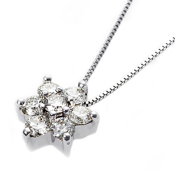 ダイヤモンド ネックレス 0.3ct K18 ホワイトゴールド 0.3カラット 花 フラワーモチーフ ペンダント 鑑別カード付き (代引不可)｜リコメン堂