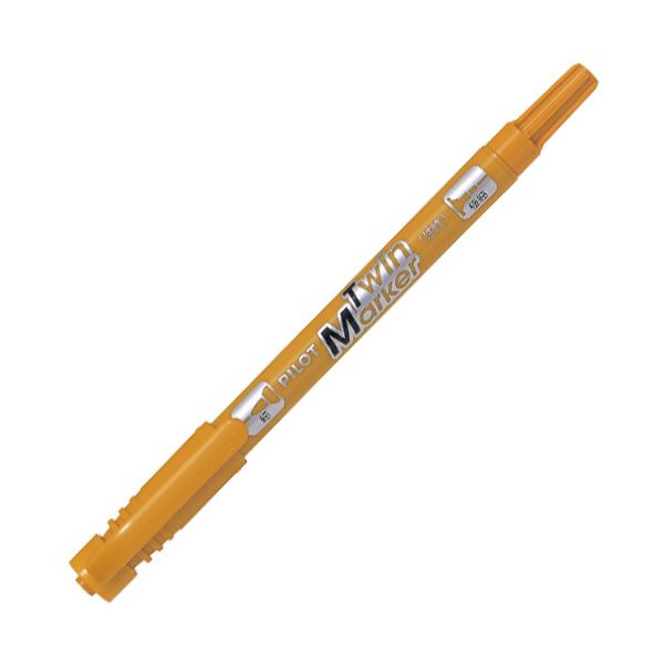 （まとめ） パイロット油性ツインマーカー 細字+極細 ライトブラウン MEF-12EU-LBN 1セット（10本） 【×5セット】