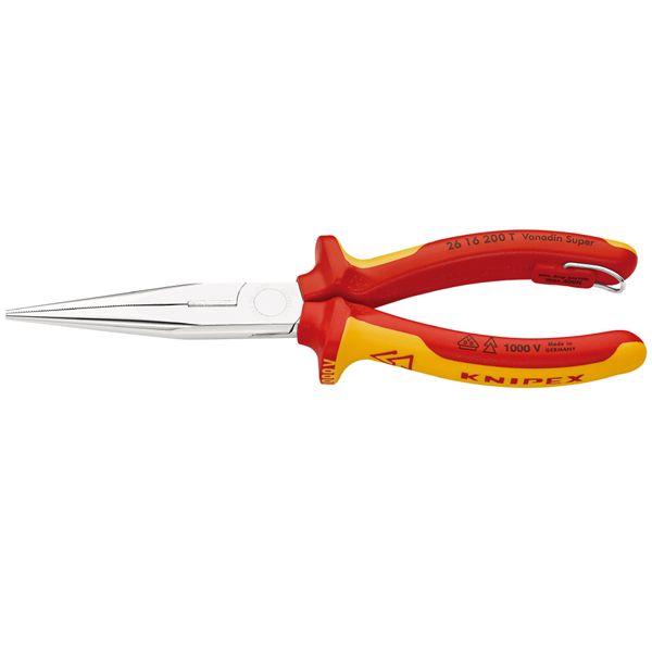 KNIPEX クニペックス 1000V絶縁先長ラジオペンチ落下防止 全長200mm 2616-200T 工具 ツール DIY 作業工具｜リコメン堂