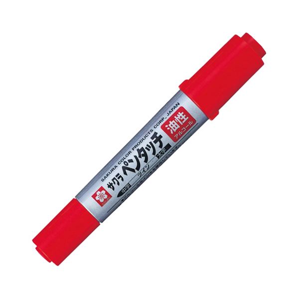 （まとめ） サクラクレパス油性マーカー ペンタッチツイン あか PK-T#19 1セット（10本） 【×3セット】
