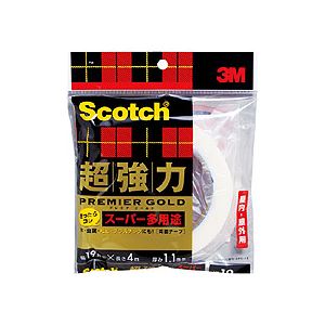 （まとめ）スコッチ 超強力両面テープ プレミアゴールド （スーパー多用途）19mm×4m 10巻 (代引不可)