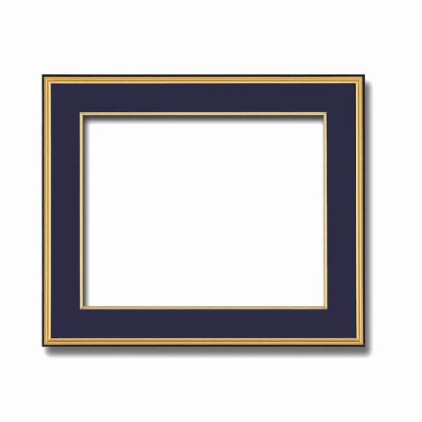 【和額】黒い縁に金色フレーム　日本画額　色紙額　木製フレーム　■黒金　色紙F10サイズ(530×455mm)　紺 (代引不可)