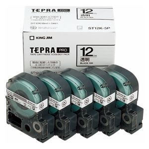 キングジム テプラPROテープエコパック 透明ラベル5個入 ST12K-5P (代引不可)