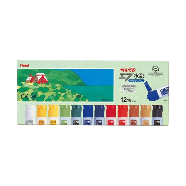 ぺんてる エフ水彩 ポリチューブ WFC1-12-5 12色 5組 (代引不可) 8,264円