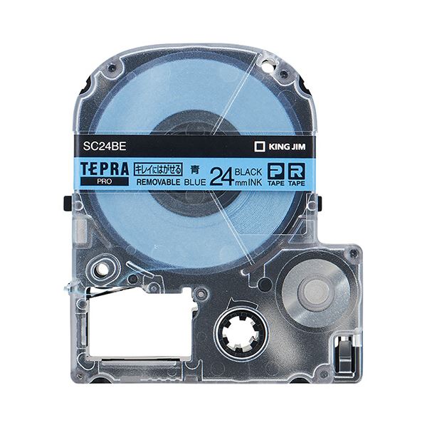 （まとめ） キングジム テプラ PRO テープカートリッジ キレイにはがせるラベル 24mm 青／黒文字 SC24BE 1個 【×4セット】 (代引不可)