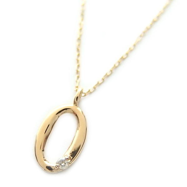 ナンバー ネックレス ダイヤモンド ネックレス 一粒 0.01ct K18 ゴールド 数字 0 ダイヤネックレス ペンダント (代引不可)｜リコメン堂