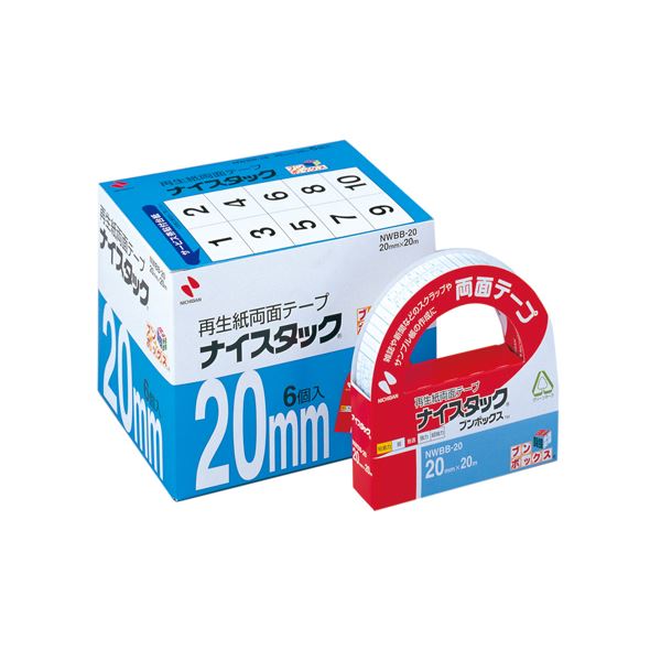 (まとめ) ニチバン ナイスタック 再生紙両面テープ ブンボックス 大巻 20mm×20m NWBB-20 1パック(6巻) 【×2セット】 (代引不可)