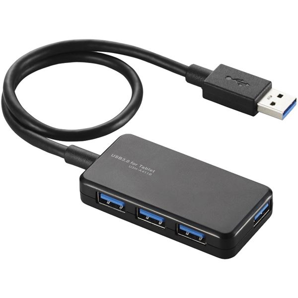 エレコム USB3.0ハブ/バスパワー/タブレット向け/4ポート/ブラック U3H-A411BBK (代引不可) 4,775円