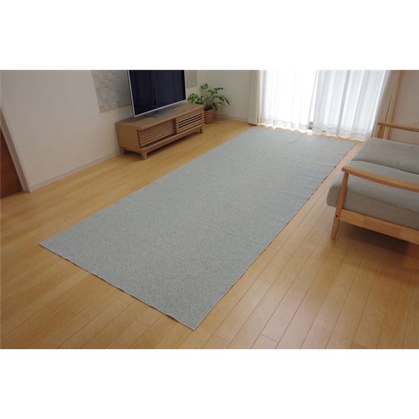 ラグマット/絨毯 【3畳 アイボリー 約140&times;340cm】 洗える 防傷 防滑加工 ホットカーペット対応 〔リビング ダイニング〕【代引不可】｜リコメン堂