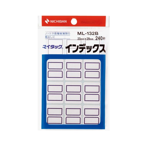 （まとめ） ニチバン マイタック インデックス 紙ラベル 中 23×29mm 青枠 ML-132B 1パック（240片：12片×20シート） 【×30セット】 (代引不可)